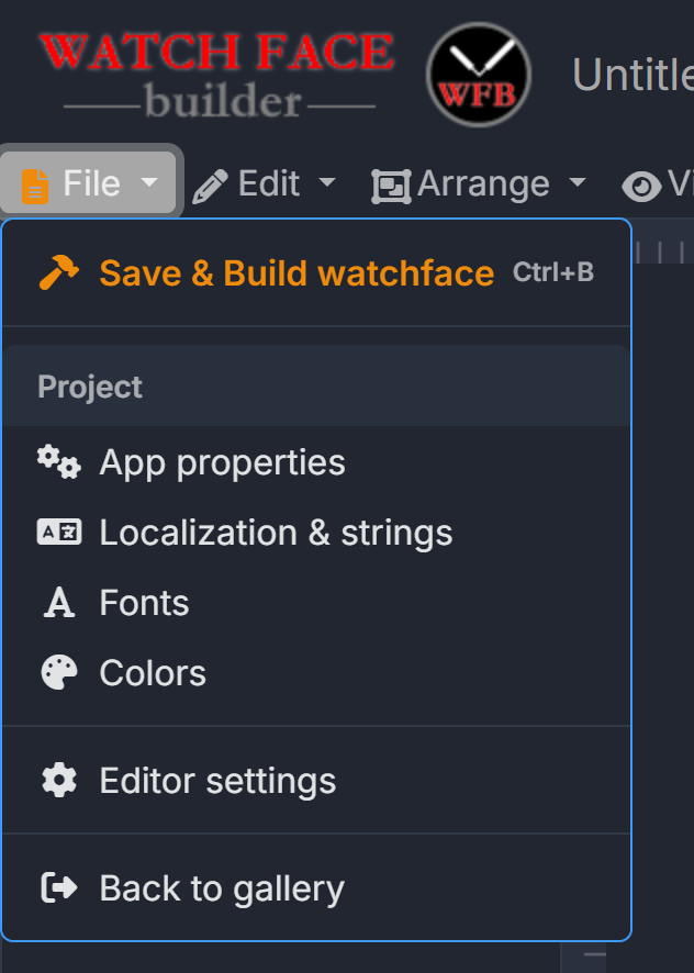 The File menu