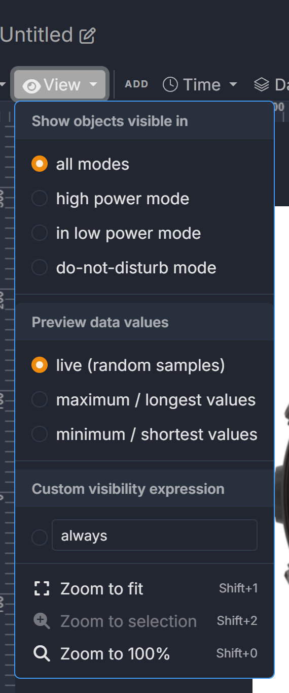 The View menu